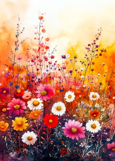 Champ de fleurs sauvages multicolores - Justyna Jaszke