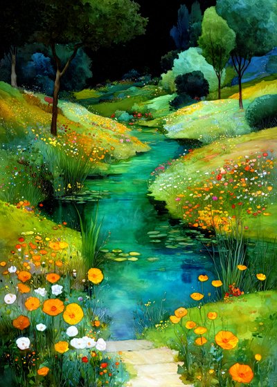 Un ruisseau de jardin enchanteur - Justyna Jaszke