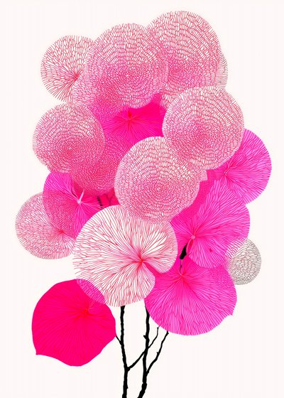 Motifs botaniques roses contemporains - Justyna Jaszke