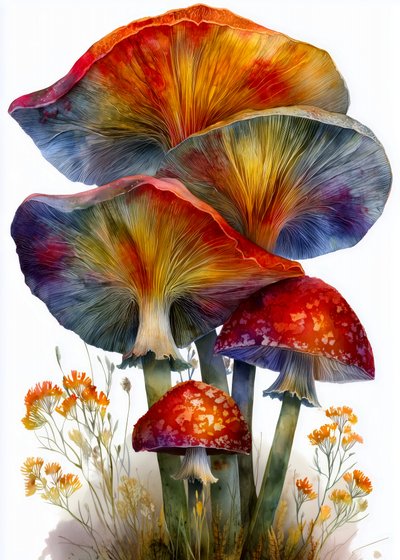 Champignons de forêt aux couleurs vives - Justyna Jaszke