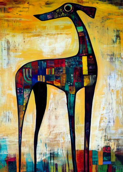Chien en patchwork aux couleurs vives - Justyna Jaszke