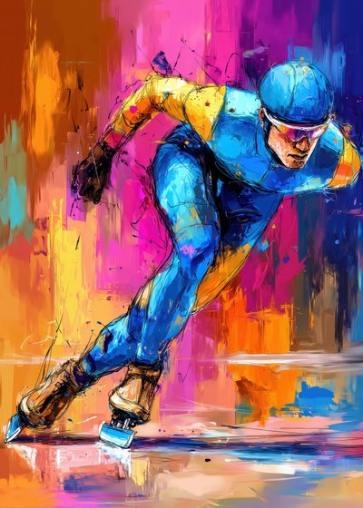 Un patineur de vitesse plein d