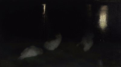 Nocturne. Cygnes dans le Jardin Saxon à Varsovie la nuit - Jozef Pankiewicz