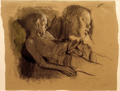 Enfant endormi et tête d
