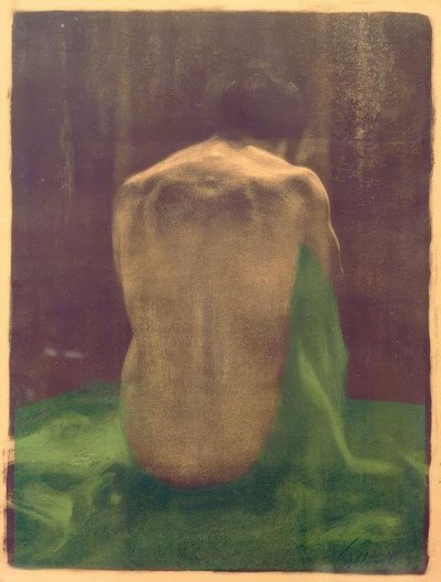 Nu féminin de dos sur un drap vert - Käthe Kollwitz