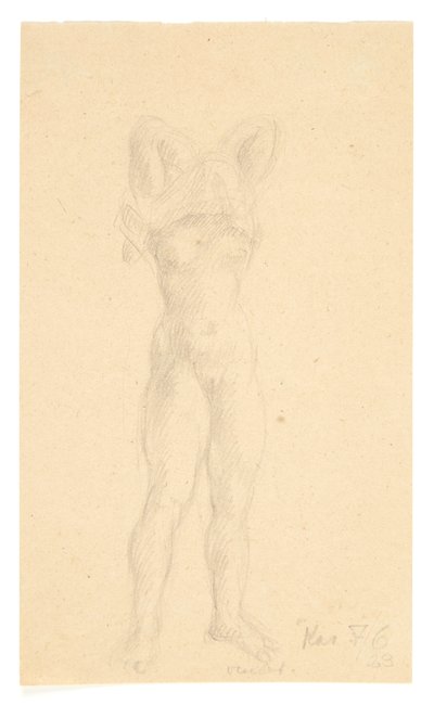 Fille debout, tirant sa chemise par-dessus sa tête - Kai Nielsen