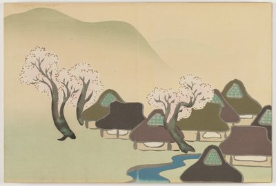 Fleurs de Cent Mondes (Momoyogusa) : Village Agricole au Printemps - Kamisaka Sekka