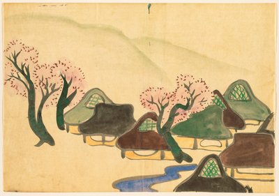 Fleurs de Cent Mondes (Momoyogusa) : Village agricole au printemps (Harudenka) - Kamisaka Sekka