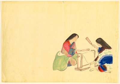 Fleurs de Cent Mondes (Momoyogusa) : Battage de la soie (Uchiginu) - Kamisaka Sekka