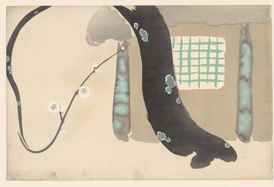 Prunier près du bord du toit (Fleurs de cent mondes, Momoyogusa, vol. 1) - Kamisaka Sekka