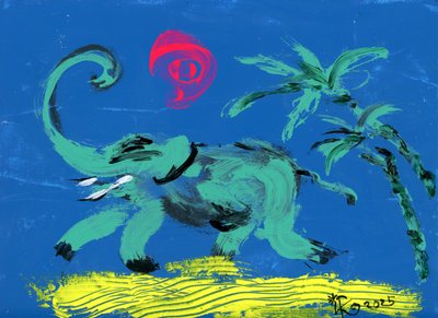 Promenade joyeuse sur la plage avec les éléphants - Kanat Ibragimov