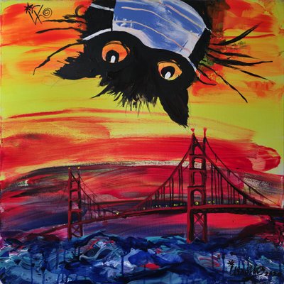 Chat masqué au coucher de soleil à San Francisco - Kanat Ibragimov