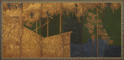 Vignes fruitières sur une treille en bambou, période Momoyama, fin du 16ème siècle - Kano Eitoku