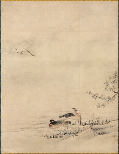 Fleurs et oiseaux dans un paysage printanier, 1500s - Kano Motonobu