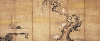 Oiseaux dans le paysage, première moitié du 17ème siècle - Kano Naonobu