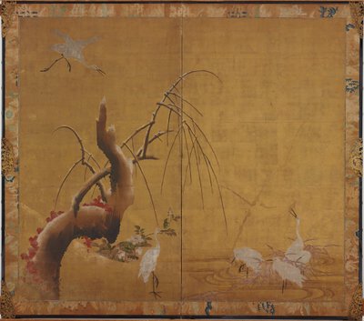 Hérons et vieux saule - Kano Sadanobu