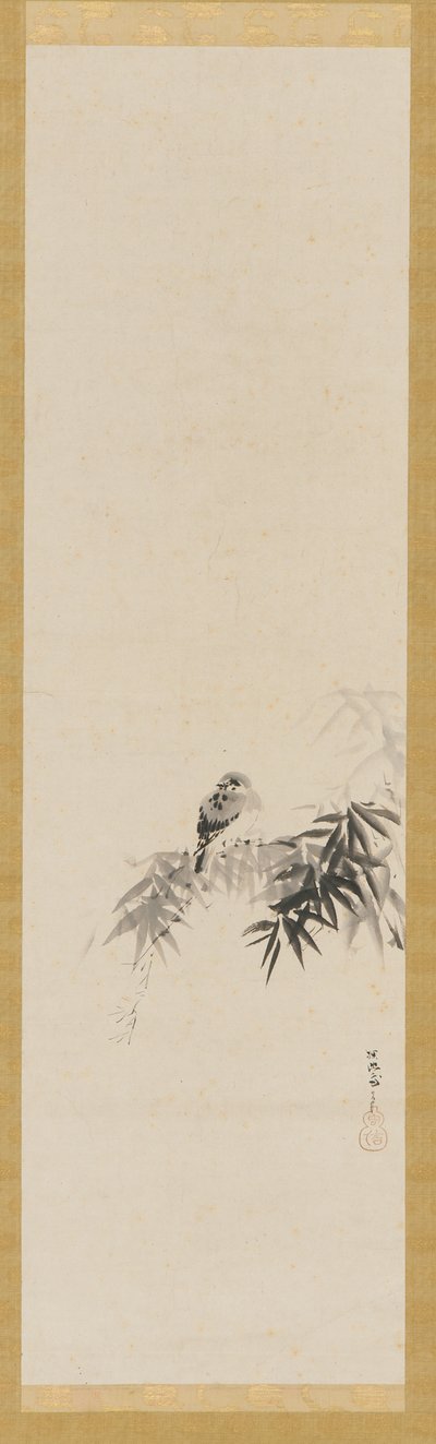 Oiseau sur une branche de bambou, période Edo, XVIIe siècle - Kanō Tan’yū