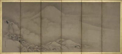 Mont Fuji et point de Matsubara, écrans - Kano Tanyu