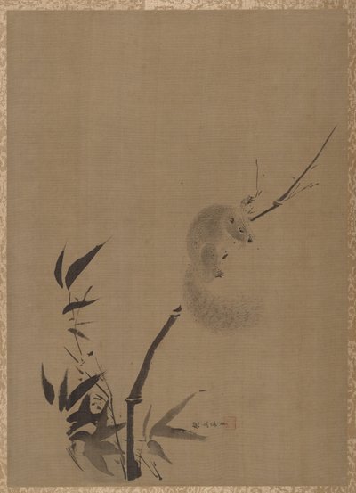 Écureuil sur bambou, vers 1650 - Kanō Tan’yū