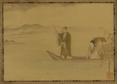 Homme et femme chinois dans un bateau, période Edo, milieu du 17e siècle - Kano Yasunobu