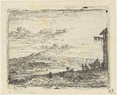 Paysage italianisant avec chariot près d