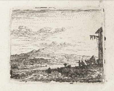 Paysage italianisant avec charrette près d