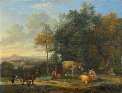 Paysage avec deux ânes, chèvres et cochons - Karel Du Jardin