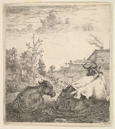 La vache et le veau - Karel Du Jardin
