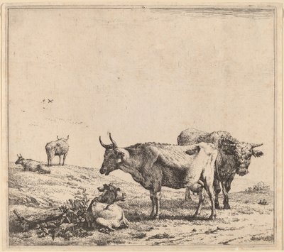 Vache, taureau et veau - Karel Dujardin