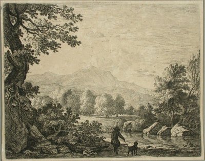Paysage avec un homme et un chien - Karel Dujardin
