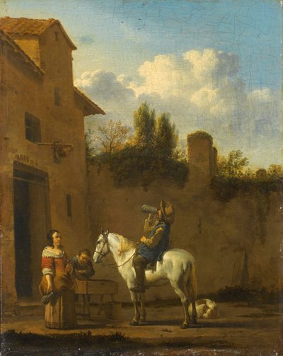 Trompette montée prenant un verre, 1650-60 - Karel Dujardin