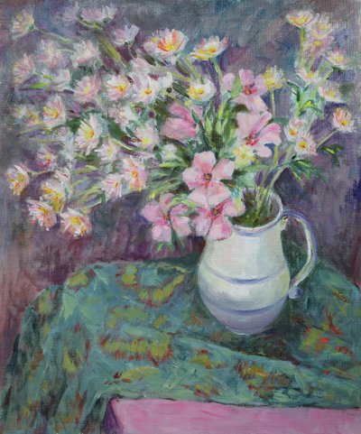Fleurs roses dans un pichet - Karen Armitage
