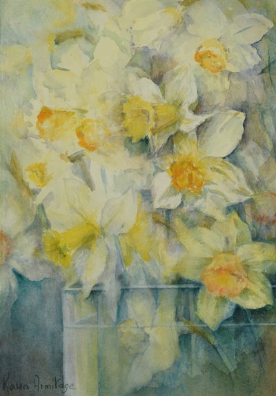 Printemps, jonquilles mélangées dans le réservoir n°3, Mme Krelage, Ice Follies et Fortune - Karen Armitage
