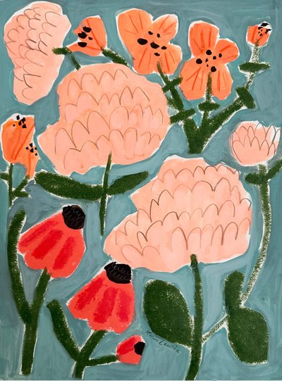 Jardin abstrait coloré - Karin Lauria