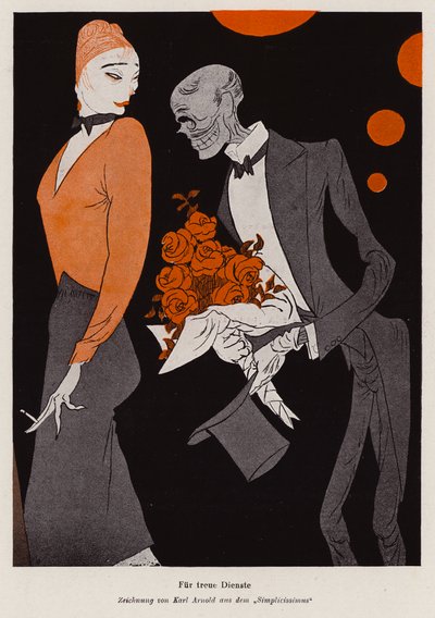 For Faithful Service - les effets de la syphilis (lithographie couleur) - Karl Arnold