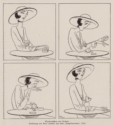 Femme prenant de la cocaïne (litho) - Karl Arnold