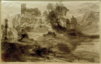 Paysage avec château (ou église) - Carl Blechen