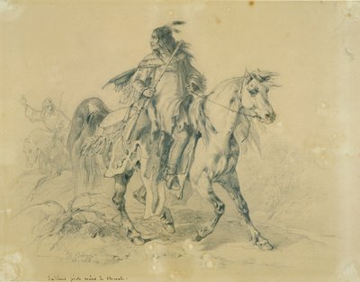 Guerrier Blackfeet à cheval - Karl Bodmer
