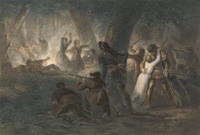 Délivrance des filles de Daniel Boone et Richard Callaway, pub. 1852 (gravure en couleur) - Karl Bodmer