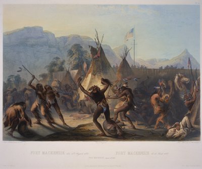 Fort McKenzie, 28 août 1833, gravé par Manceau et Hurliman, publié en 1842 - Karl Bodmer
