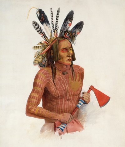Mato-Tope, paré des insignes de ses exploits guerriers - Karl Bodmer