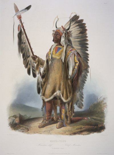 Mato-Tope, un chef Mandan, gravé par J. Hurliman, publié en 1839 - Karl Bodmer