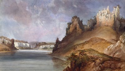 Vue des murs de pierre sur le Haut Missouri - Karl Bodmer
