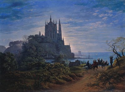 Église gothique sur un rocher au bord de la mer, 1815 - Karl Friedrich Schinkel