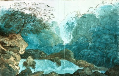 Cascade dans un bois, décor pour une production d