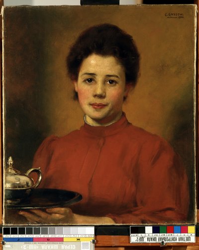 Jeune femme en rouge - Karl Gussow
