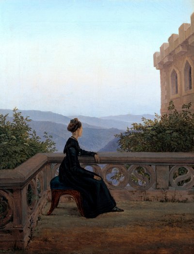 Portrait de femme sur une terrasse - Karl Gustav Carus