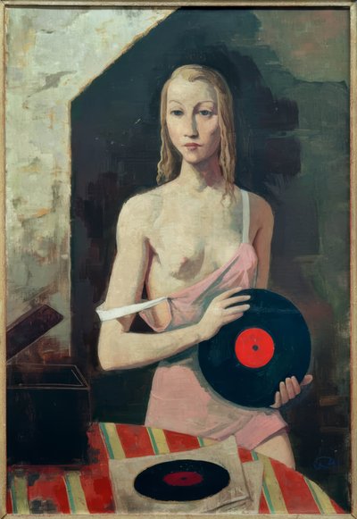 Fille avec disque vinyle - Karl Hofer