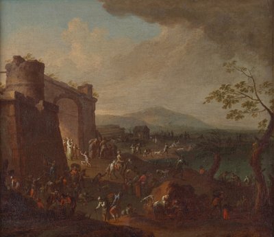 Foire devant une porte de la ville - Karl Josef Aigen