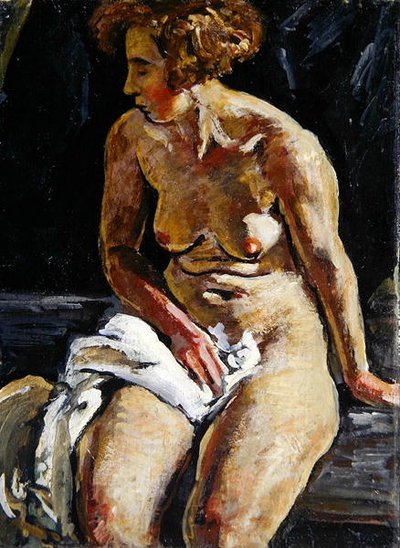 Nu assis avec une serviette blanche, II - Karl Leyhausen